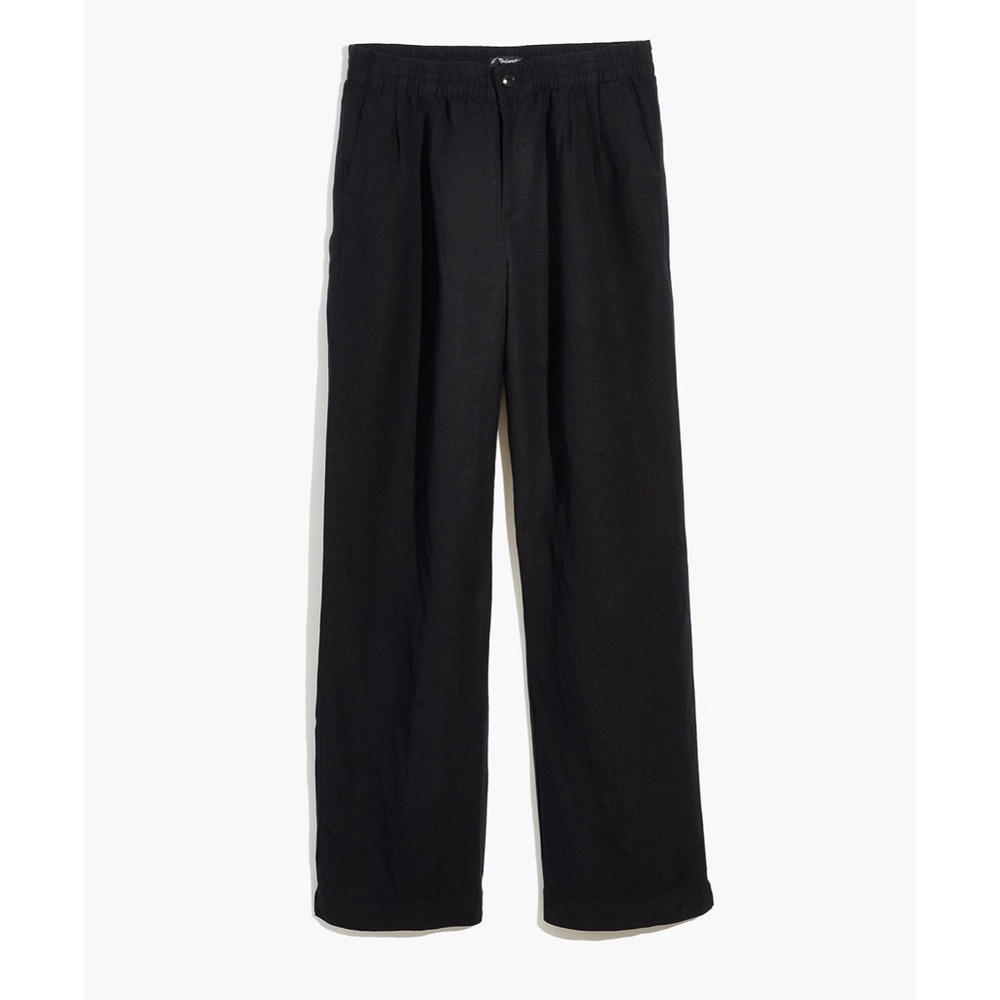Madewell Linen Straight Leg Pants in Black